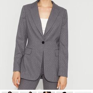 White House Black Market Gray Pinstripe Blazer